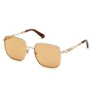 Swarovski Gold Frame Amber Lens Square Sunglasses